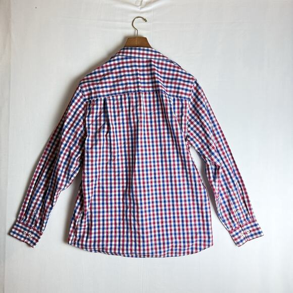 Nick Dunn London Mens L Modern Fit Dress Shirt Red White Blue 16/16.5‎ 34-35 J1 - Picture 4 of 7
